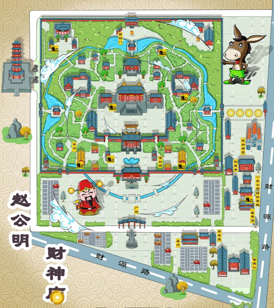 潼南寺庙类手绘地图